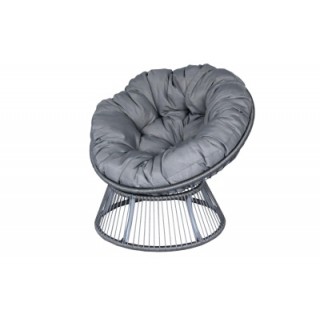 Кресло для отдыха Папасан Элис арт.CN2311-MT 1уп, шнур мебельный (серый, подушка серая Tesla smoke)